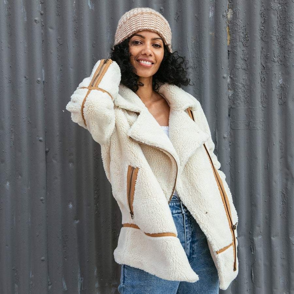 Women’s Faherty Moto Coat Sherling Sherpa Jacket